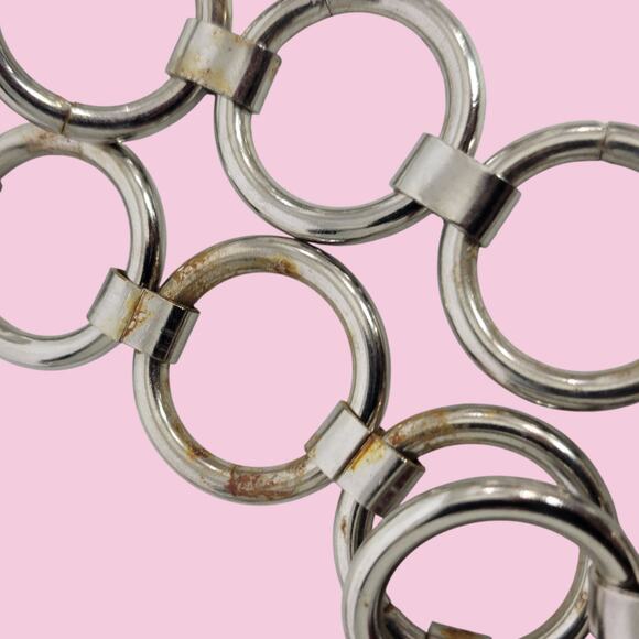 Metal Chain Belt Hoops Loops Circle O Ring Waist Silver Tone One Size Adjustable - Picture 6 of 13